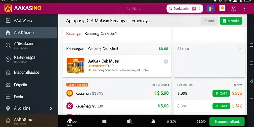 Tampilan antarmuka AAKASINO untuk cek mutasi keuangan yang sederhana dan informatif.