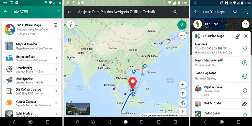 Tampilan antarmuka AMS789 dengan fitur GPS Offline yang lengkap.