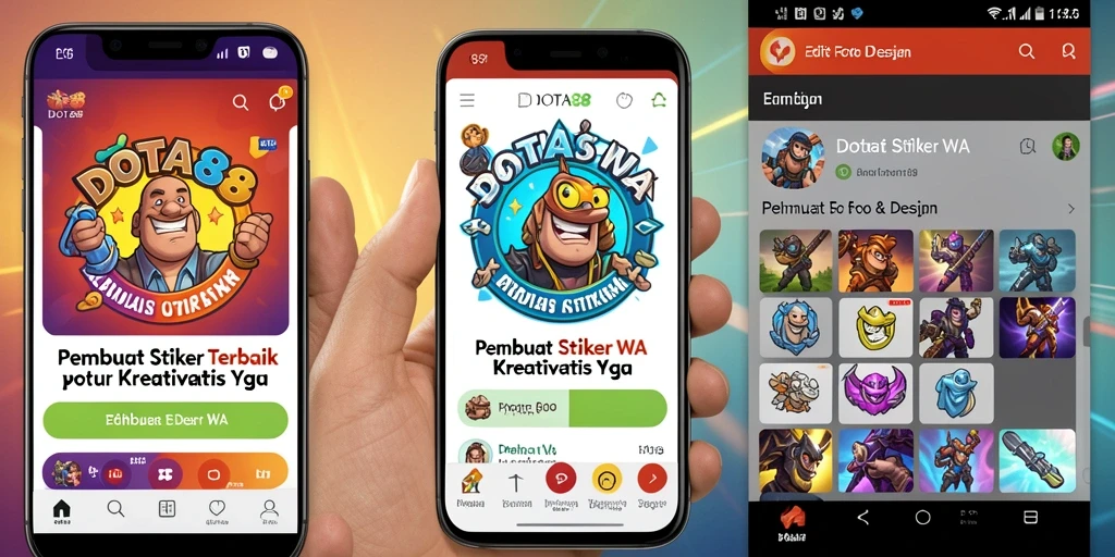 Antarmuka aplikasi DOTA88 yang menarik untuk Pembuat Stiker WA.