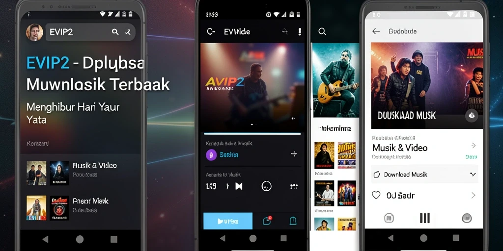 Tampilan antarmuka aplikasi EVIP2 untuk Download Musik yang menarik.