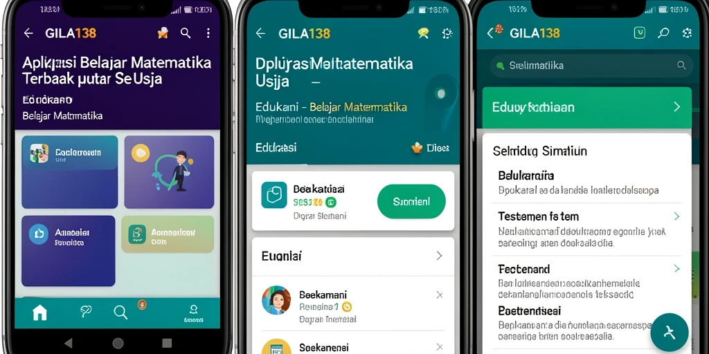 Tampilan menarik dan interaktif dari aplikasi GILA138 untuk belajar matematika.